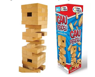 Jogo Caiu Perdeu Torre 54 Pç Jenga Madeira Mdf Pais & Filhos