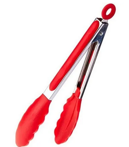 Pegador Culinário Silicone 27cm Multiuso Aço Inox Salada Pro